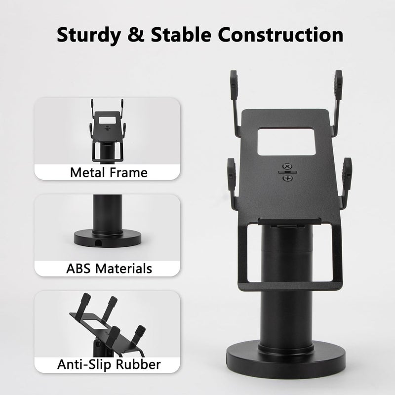 CRIZISTON Square Terminal Stand for Pax A80 – 7" Tall Swivel & Tilt POS Terminal Holder with Screw-in/Adhesive Install(Complete Kits), Credit Card Reader POS Machine Stand Compatible with Pax A80 - Image 4